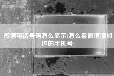 微信电话号码怎么显示(怎么看微信添加过的手机号)