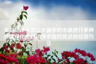 全自动净水器让水源中的水质进行多种深度净化全自动净水器的优点和安装方法