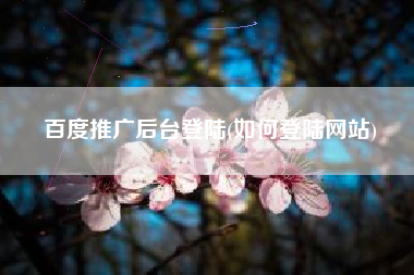 百度推广后台登陆(如何登陆网站)