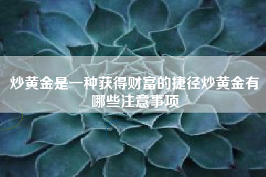 炒黄金是一种获得财富的捷径炒黄金有哪些注意事项