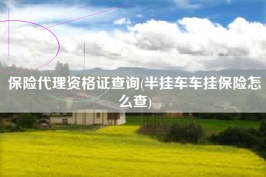 保险代理资格证查询(半挂车车挂保险怎么查)