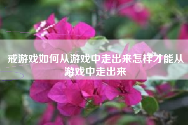 戒游戏如何从游戏中走出来怎样才能从游戏中走出来