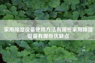家用除湿设备使用方法有哪些家用除湿设备有哪些优缺点
