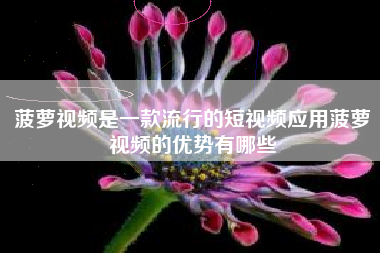 菠萝视频是一款流行的短视频应用菠萝视频的优势有哪些