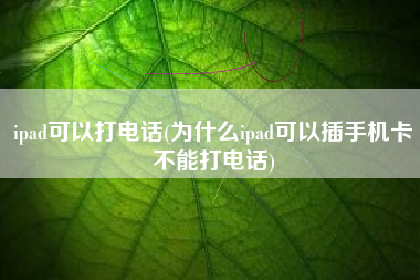 ipad可以打电话(为什么ipad可以插手机卡不能打电话)