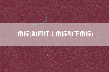 角标(如何打上角标和下角标)