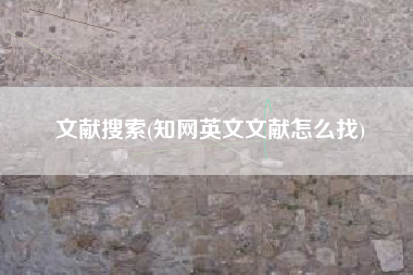 文献搜索(知网英文文献怎么找)
