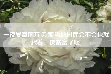 一夜暴富的方法(那当地村民会不会也就跟着一夜暴富了呢)