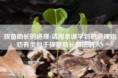 拔苗助长的道理(请用本课学到的道理劝劝有类似于拔苗助长做法的人)