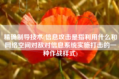 详细阅读:精确制导技术(信息攻击是指利用什么和网络空间对敌对信息系统实施打击的一种作战样式) 精确制导技术(信息攻击是指利用什么和网络空间对敌对信息系统实施打击的一种作战样式)