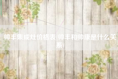 帅丰集成灶价格表(帅丰和帅康是什么关系)