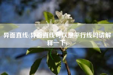 异面直线(异面直线可以是平行线吗请解释一下)