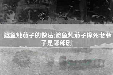 鲶鱼炖茄子的做法(鲶鱼炖茄子撑死老爷子是哪部剧)