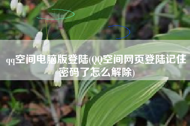 qq空间电脑版登陆(QQ空间网页登陆记住密码了怎么解除)