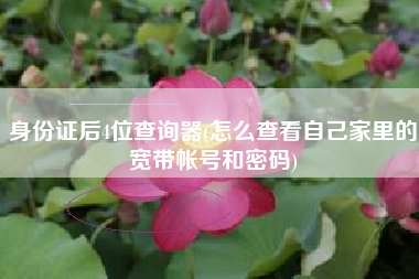 身份证后4位查询器(怎么查看自己家里的宽带帐号和密码)