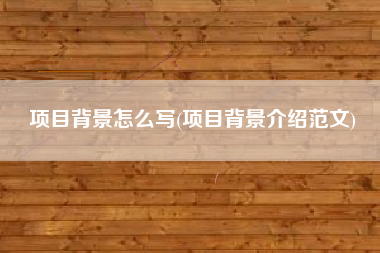 项目背景怎么写(项目背景介绍范文)