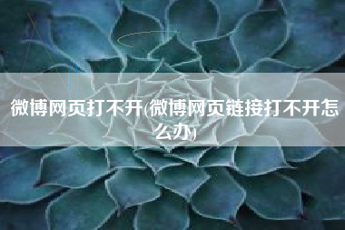 微博网页打不开(微博网页链接打不开怎么办)