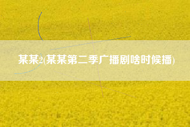某某2(某某第二季广播剧啥时候播)