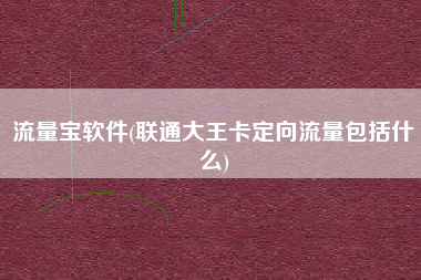 流量宝软件(联通大王卡定向流量包括什么)