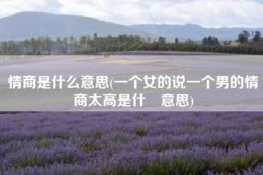 情商是什么意思(一个女的说一个男的情商太高是什麼意思)