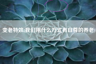 变老特效(我们用什么方式有自尊的养老)