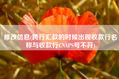修改信息(跨行汇款的时候出现收款行名称与收款行CNAPS号不符)