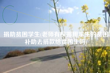 捐助贫困学生(老师有权挪用学生的贫困补助去捐款给贫困生吗)