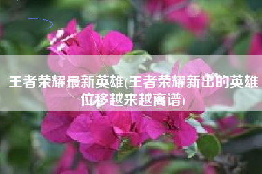 王者荣耀最新英雄(王者荣耀新出的英雄位移越来越离谱)