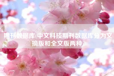 期刊数据库(中文科技期刊数据库分为文摘版和全文版两种)