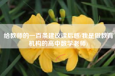 给教师的一百条建议读后感(我是做教育机构的高中数学老师)