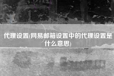 代理设置(网易邮箱设置中的代理设置是什么意思)