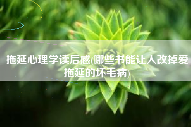 详细阅读:拖延心理学读后感(哪些书能让人改掉爱拖延的坏毛病) 拖延心理学读后感(哪些书能让人改掉爱拖延的坏毛病)
