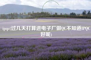 ipqc(过几天打算进电子厂做QC不知道IPQC好呢)