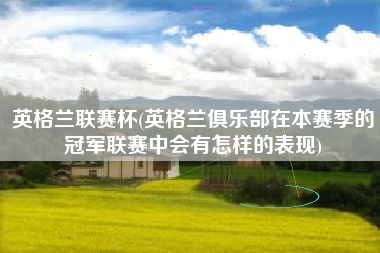 英格兰联赛杯(英格兰俱乐部在本赛季的冠军联赛中会有怎样的表现)