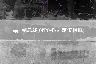 oppo副总裁(OPPO和vivo定位相似)