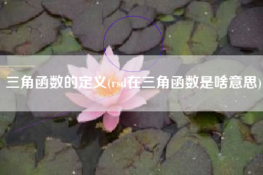 三角函数的定义(rsd在三角函数是啥意思)