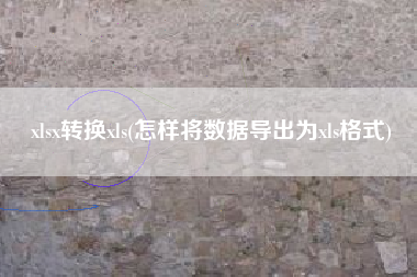 xlsx转换xls(怎样将数据导出为xls格式)