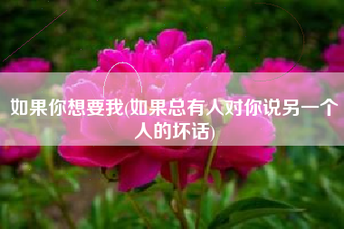 如果你想要我(如果总有人对你说另一个人的坏话)