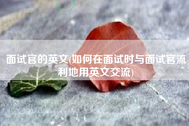 面试官的英文(如何在面试时与面试官流利地用英文交流)