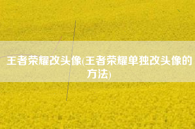 王者荣耀改头像(王者荣耀单独改头像的方法)