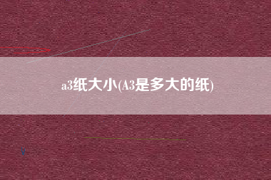 a3纸大小(A3是多大的纸)
