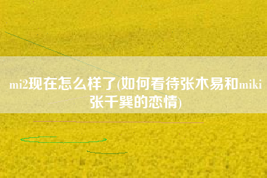 mi2现在怎么样了(如何看待张木易和miki张千巽的恋情)