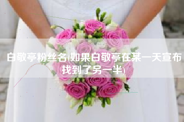白敬亭粉丝名(如果白敬亭在某一天宣布找到了另一半)