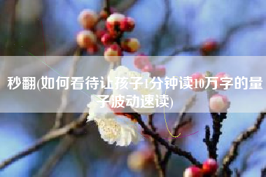 秒翻(如何看待让孩子1分钟读10万字的量子波动速读)