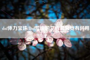 dnf体力宝珠(Dnf荒废的艾肯套究竟有何用)