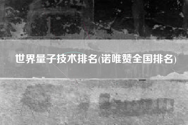 世界量子技术排名(诺唯赞全国排名)