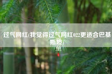 过气网红(我觉得过气网红022更适合巴基斯坦)