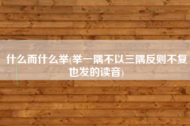 什么而什么举(举一隅不以三隅反则不复也发的读音)