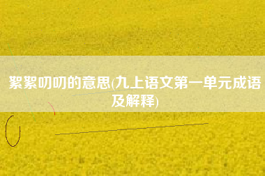 絮絮叨叨的意思(九上语文第一单元成语及解释)