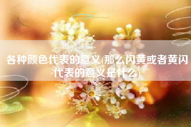 各种颜色代表的意义(那么闪黄或者黄闪代表的意义是什么)
